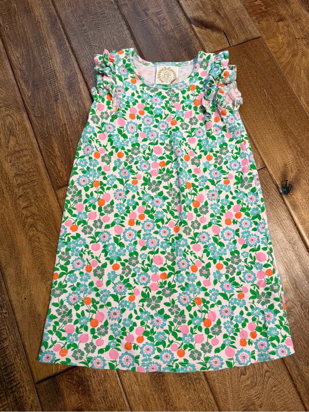 Beaufort Bonnet Floral Ruffle-Sleeve Dress - Pink & Green